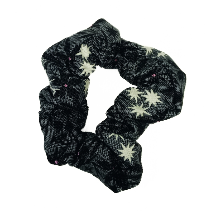 Glow in the Dark Halloween Grey Floral Cobwebs Mini Scrunchie