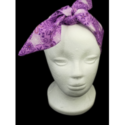 Glow in the Dark Halloween Purple Floral Cobwebs Self Tie Headband