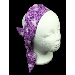 Glow in the Dark Halloween Purple Floral Cobwebs Self Tie Headband