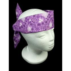 Glow in the Dark Halloween Purple Floral Cobwebs Self Tie Headband