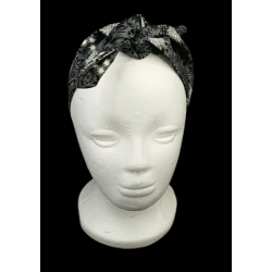 Glow in the Dark Halloween Grey Floral Cobwebs Self Tie Headband