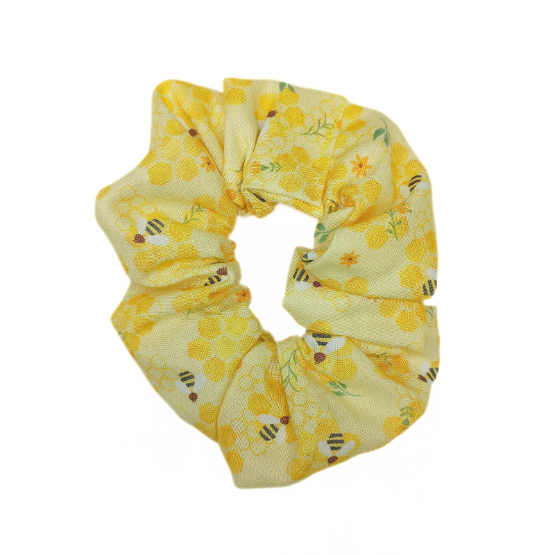 Yellow Honeycomb Bees Scrunchie