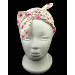 Cream & Pink Floral Self Tie Headband