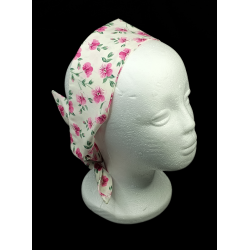 Cream & Pink Floral Self Tie Headband