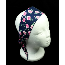 Navy & Pink Floral Self Tie Headband
