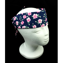 Navy & Pink Floral Self Tie Headband