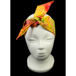 Yellow, Green & Red Batik Self Tie Headband