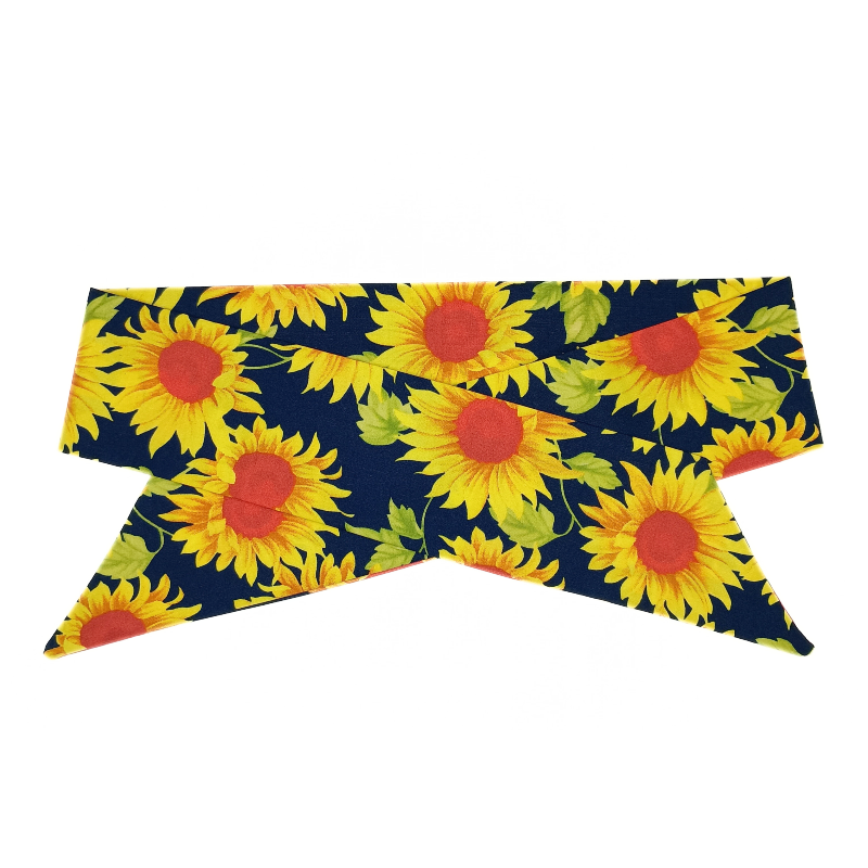Navy Sunflowers Self Tie Headband