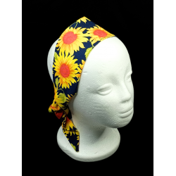 Navy Sunflowers Self Tie Headband