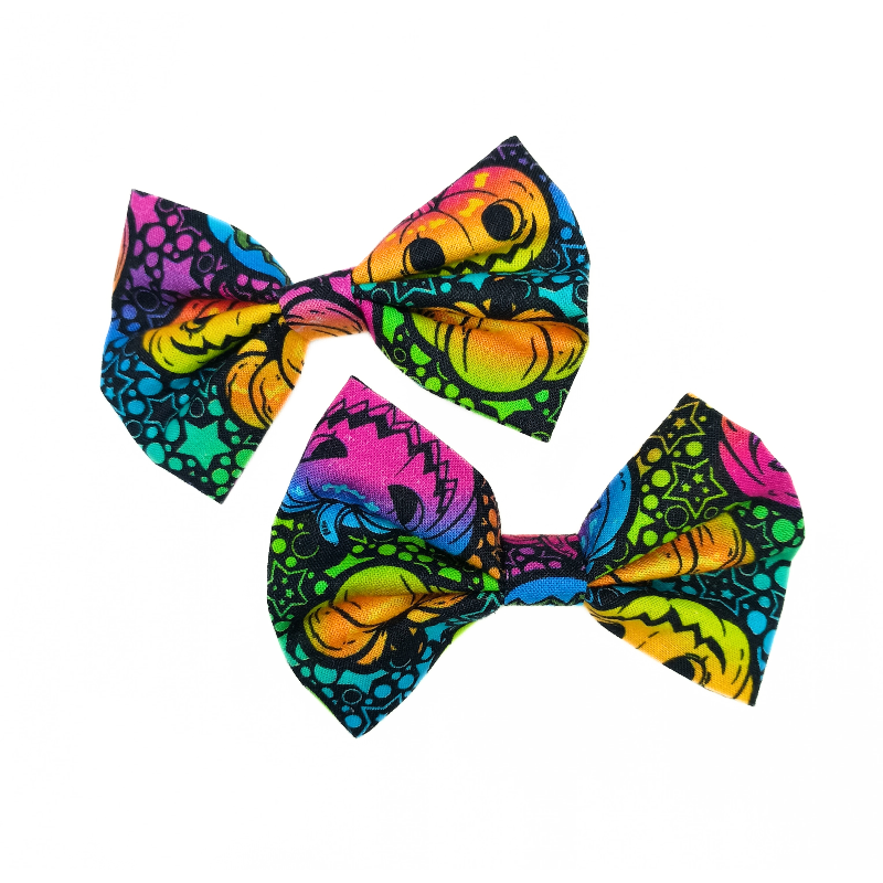 Halloween Rainbow Pumpkin Hair Bows