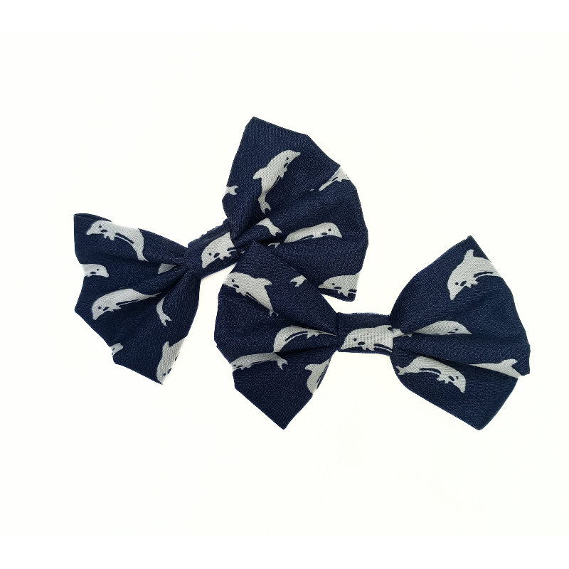 Navy Dolphin Hair Bows