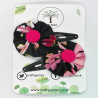 Black & Pink Floral Hair Clips