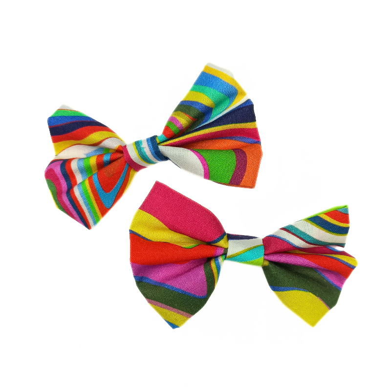Psychedelic Rainbow Stripes Hair Bows