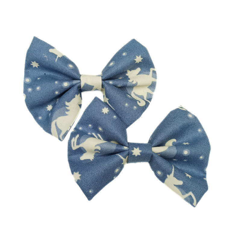 Glow in the Dark Blue Unicorn Hair Bows