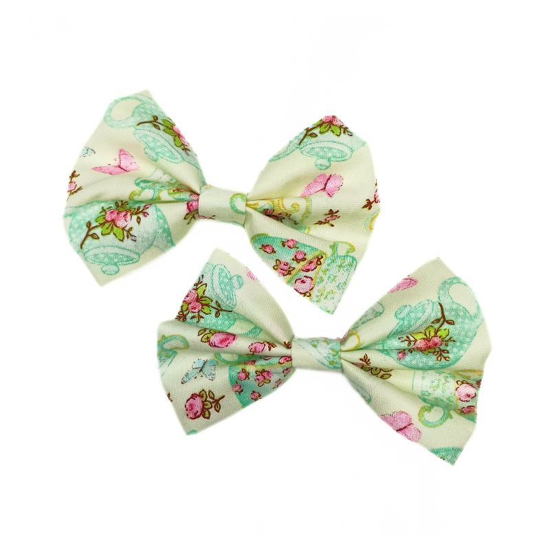 Cream Tea Party Hair Bow