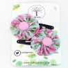 Blue & Baby Pink Floral Hair Clips