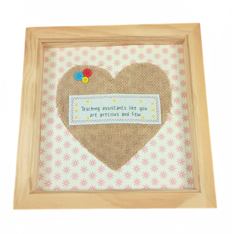 Framed Cross stitch - Thank You Teaching Assistant - Pink Flower