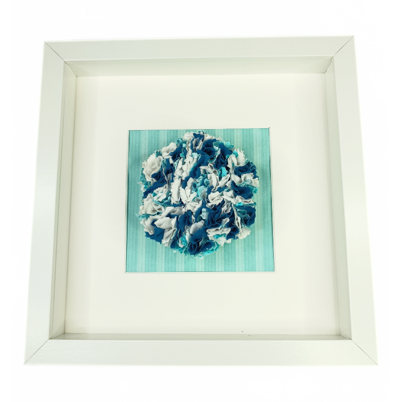 Teal Fabric Flower Framed Picture