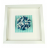 Teal Fabric Flower Framed Picture
