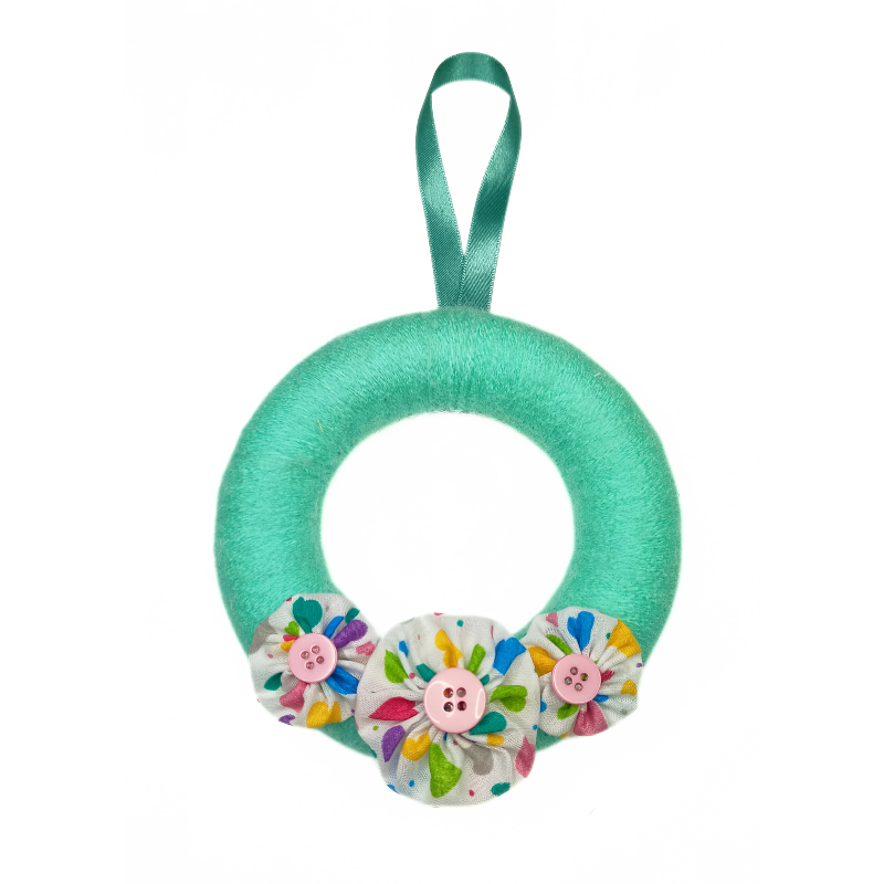 12cm Wool Wreath - Mint Heart
