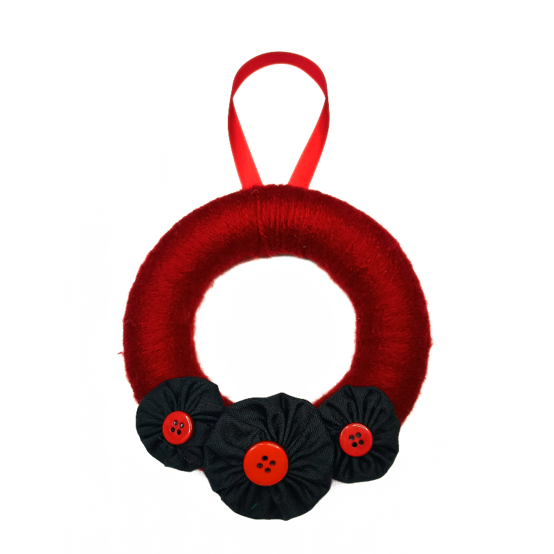 12cm Wool Wreath - Red