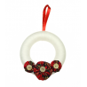 12cm Christmas White Wool Wreath - Red Tartan