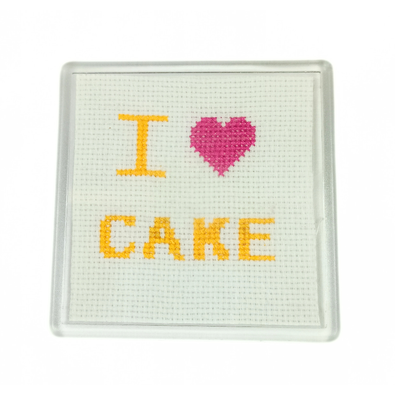 Cross Stitch Coaster - I love Cake