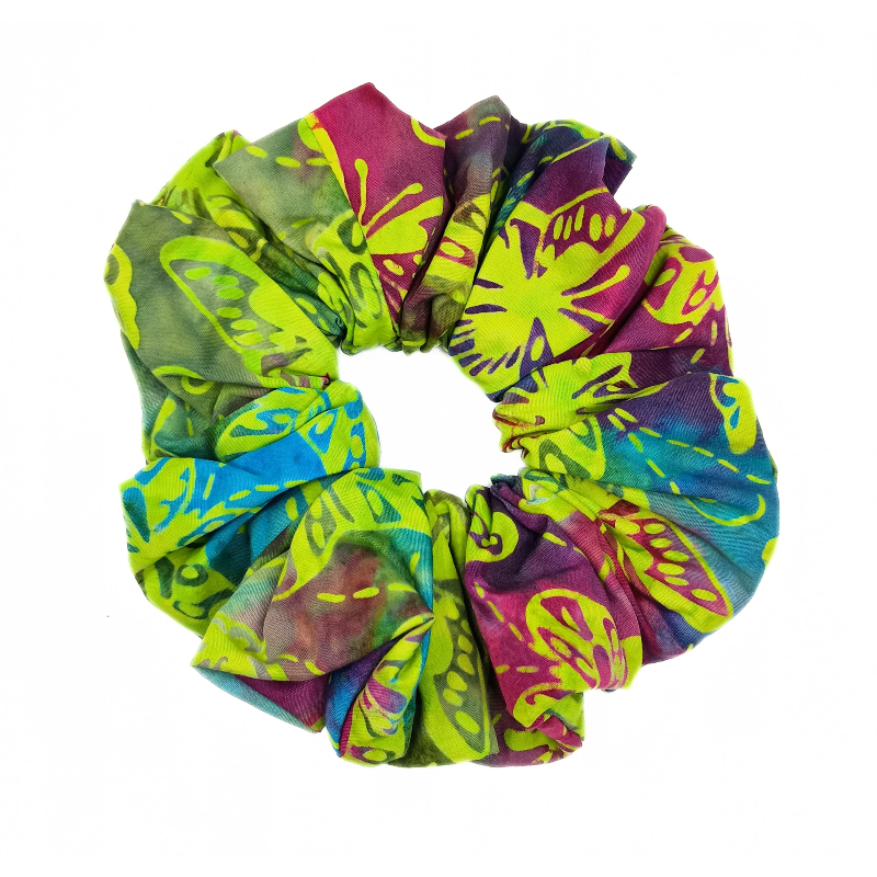 Pink, Blue & Yellow Butterfly Batik Mega Scrunchie
