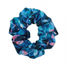 Teal Autumn Leaves Batik Mini Scrunchie