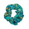 Turquoise Autumn Leaves Batik Mini Scrunchie