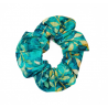 Turquoise Autumn Leaves Batik Scrunchie