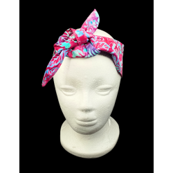 Pink Floral Batik Self Tie Headband