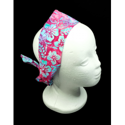 Pink Floral Batik Self Tie Headband