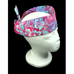 Pink Floral Batik Self Tie Headband