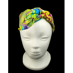 Pink, Blue & Yellow Butterfly Batik Self Tie Headband