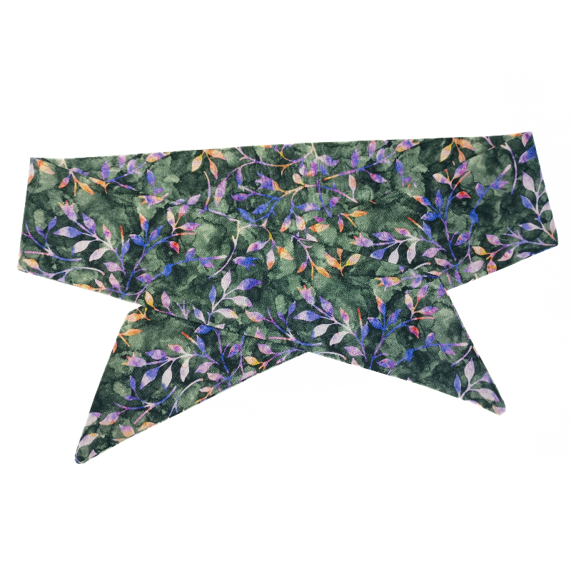 Black Autumn Leaves Batik Self Tie Headband