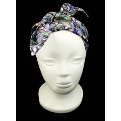 Black Autumn Leaves Batik Self Tie Headband