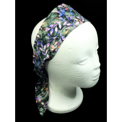 Black Autumn Leaves Batik Self Tie Headband