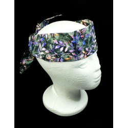 Black Autumn Leaves Batik Self Tie Headband