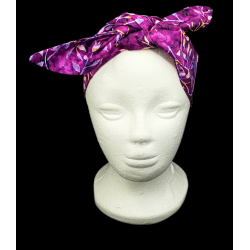 Magenta Autumn Leaves Batik Self Tie Headband