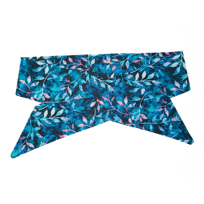 Teal Autumn Leaves Batik Self Tie Headband