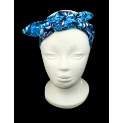 Teal Autumn Leaves Batik Self Tie Headband