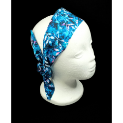 Teal Autumn Leaves Batik Self Tie Headband