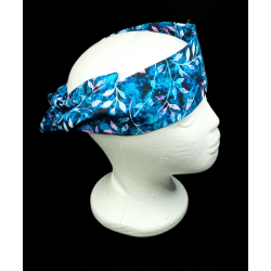 Teal Autumn Leaves Batik Self Tie Headband