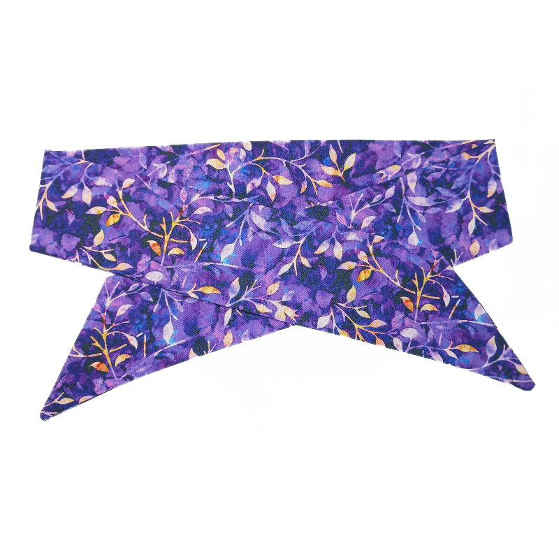 Purple Autumn Leaves Batik Self Tie Headband