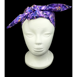 Purple Autumn Leaves Batik Self Tie Headband