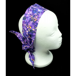 Purple Autumn Leaves Batik Self Tie Headband