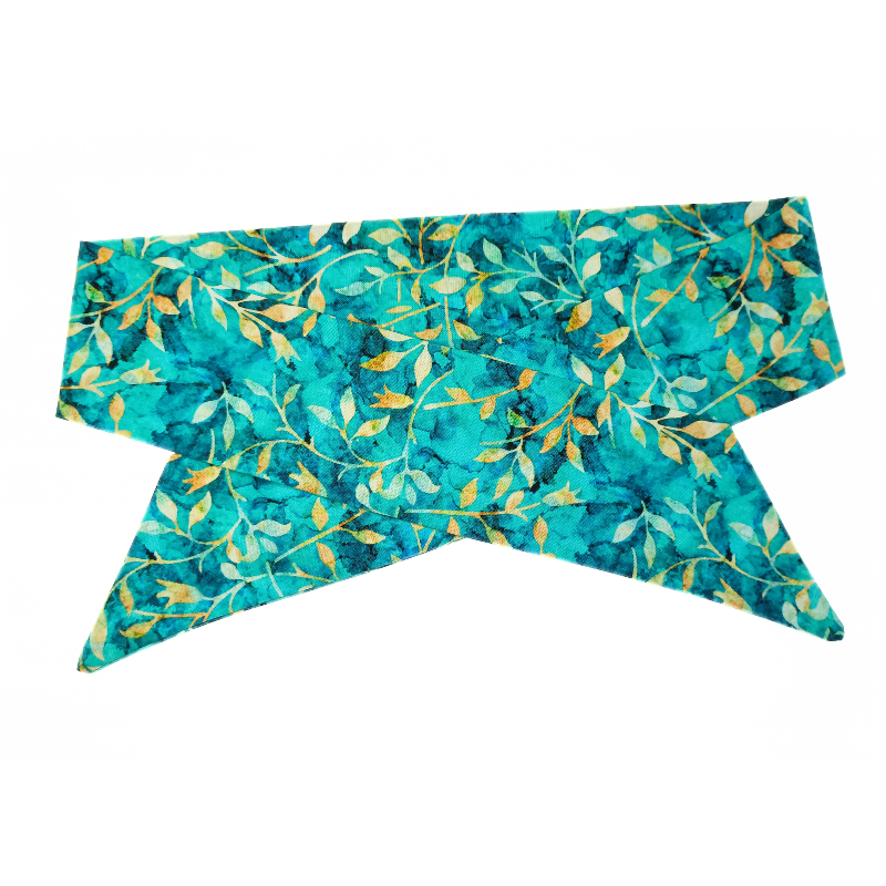 Turquoise Autumn Leaves Batik Self Tie Headband
