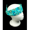 Turquoise Autumn Leaves Batik Self Tie Headband