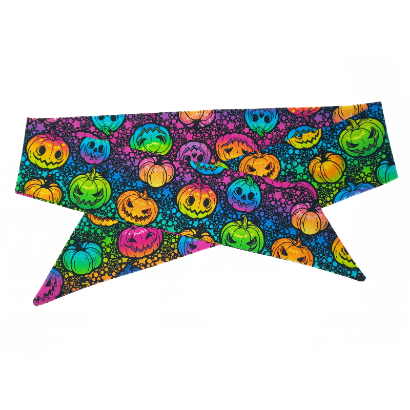 Halloween Rainbow Pumpkin Self Tie Headband